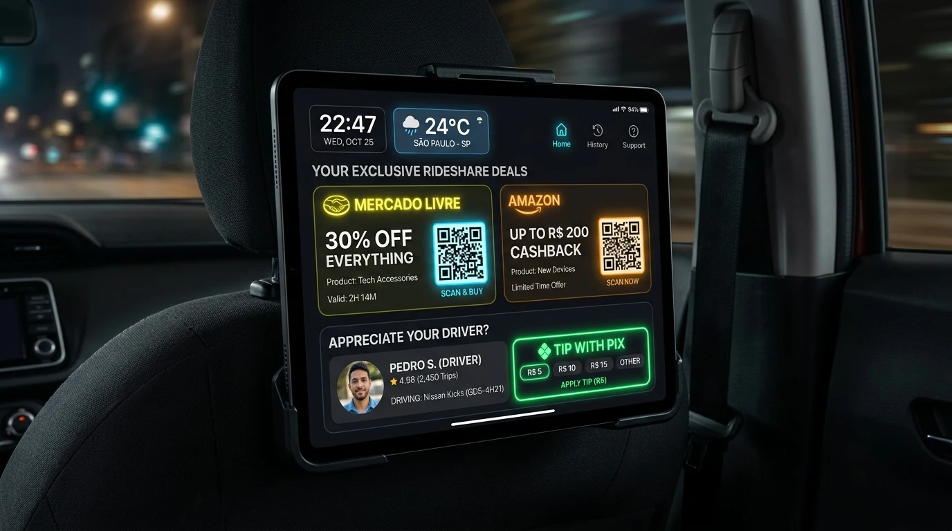Interface do Tablet Kiosk DriveQ Mídia